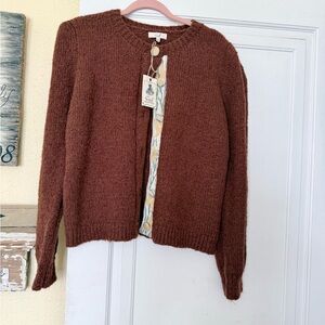 easel Rustic Brown Chunky Knit Cardigan